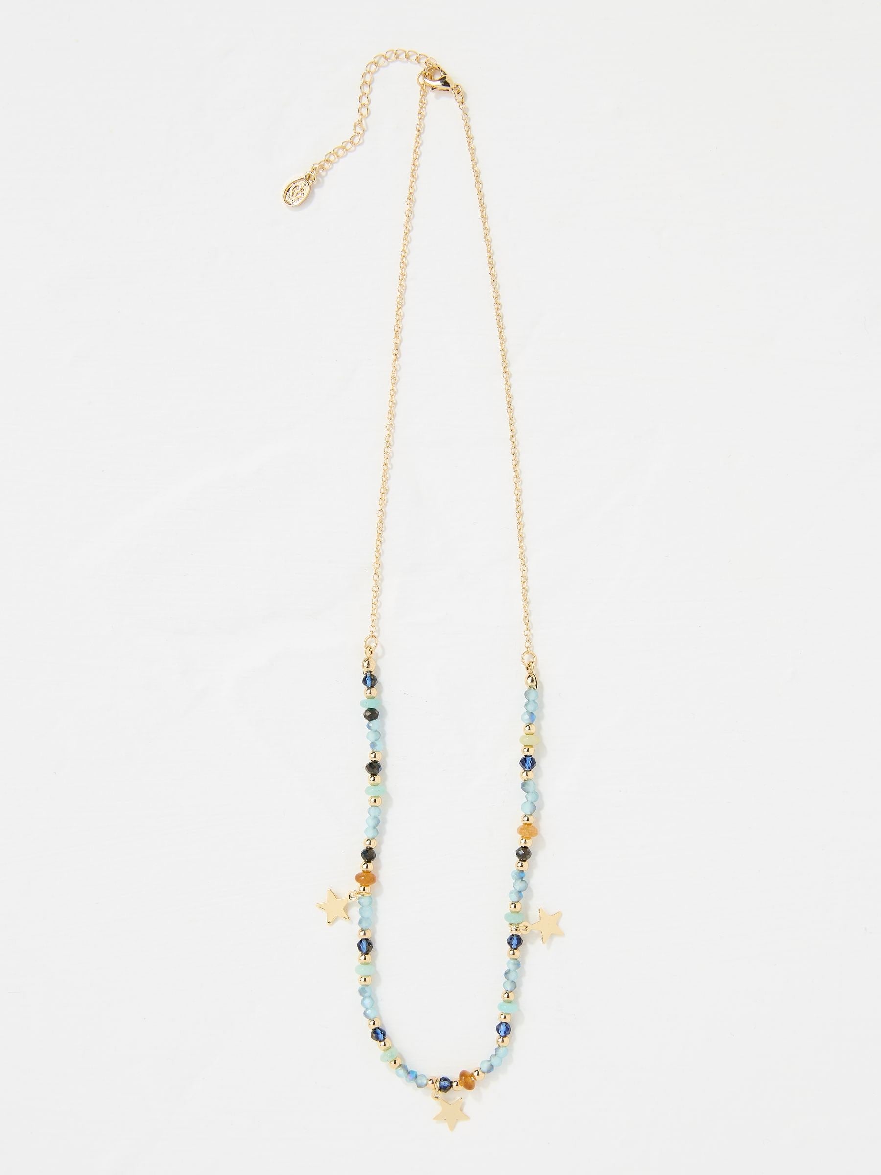 Blue Star Charm Beaded Necklace
