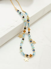 Blue Star Charm Beaded Necklace