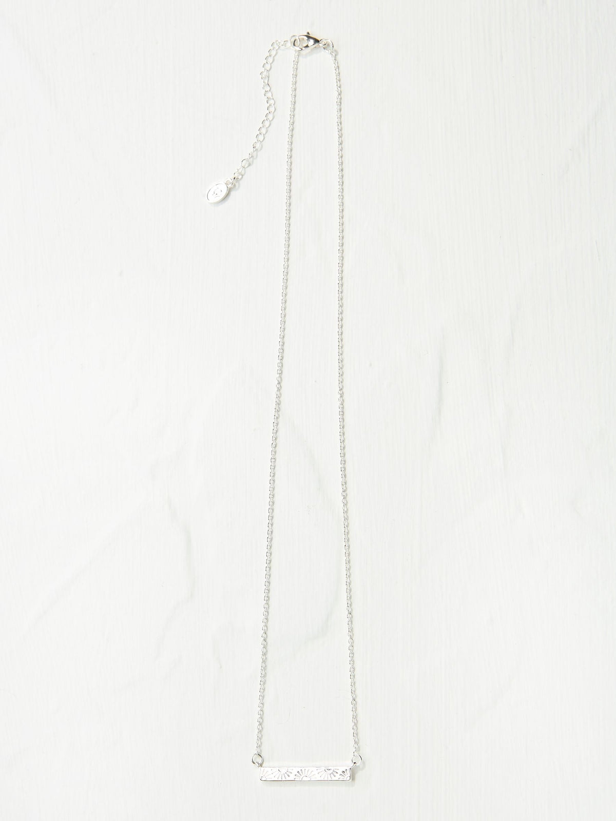 Silver Tone Flower Engraved Necklace