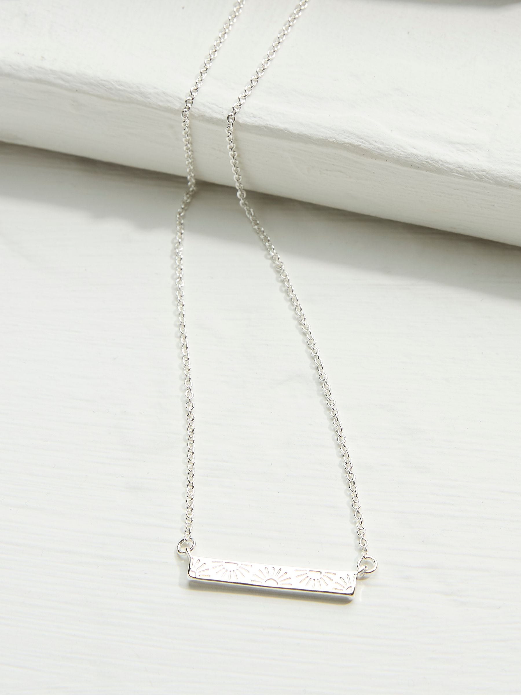 Silver Tone Flower Engraved Necklace