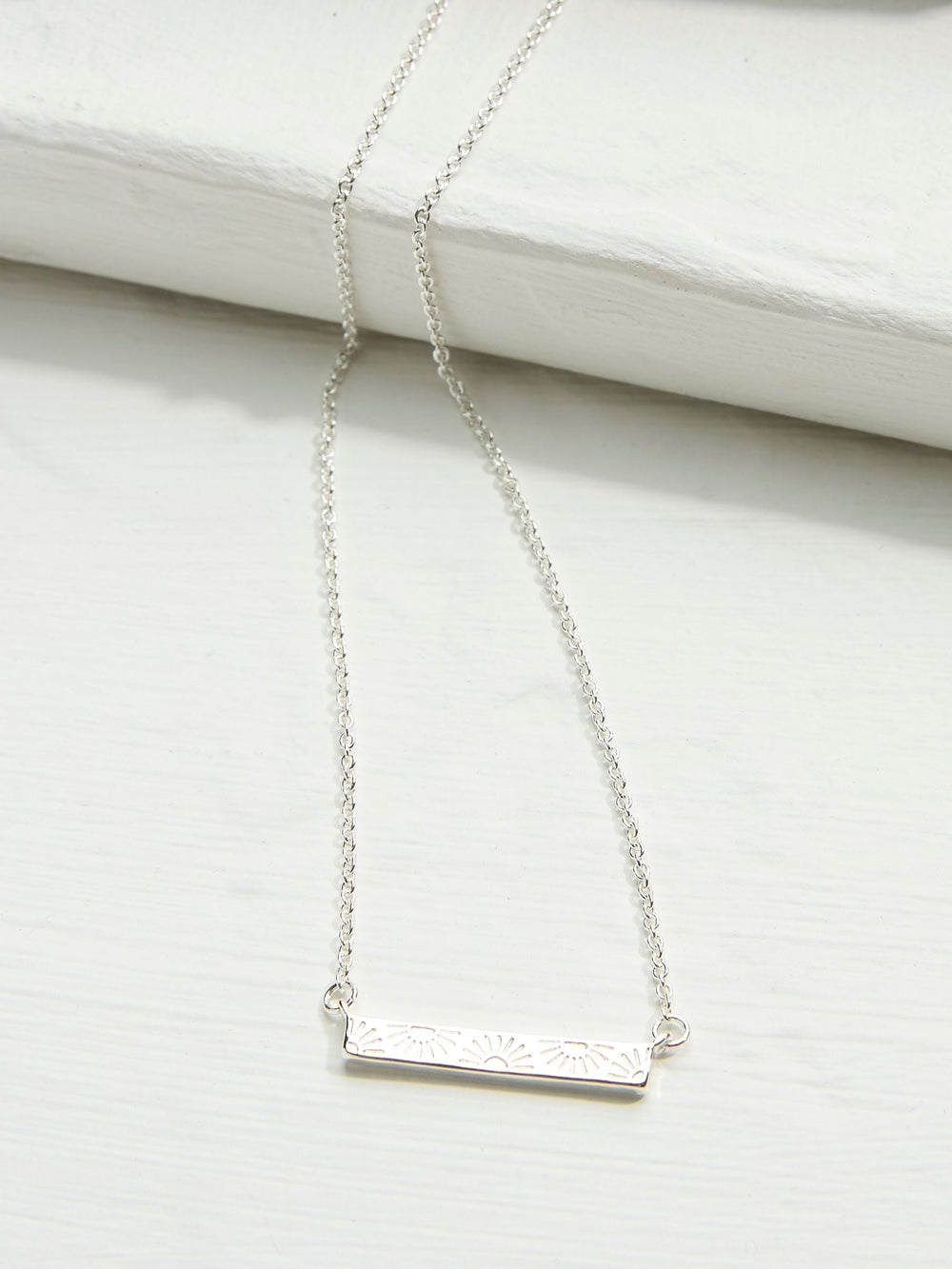 Silver Tone Flower Engraved Necklace