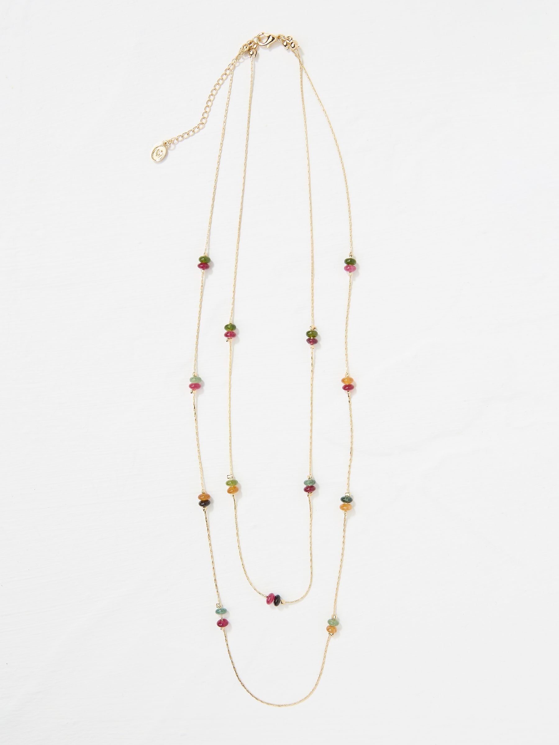 Multi Semi Precious Stone Layered Necklace