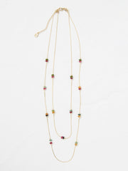Multi Semi Precious Stone Layered Necklace