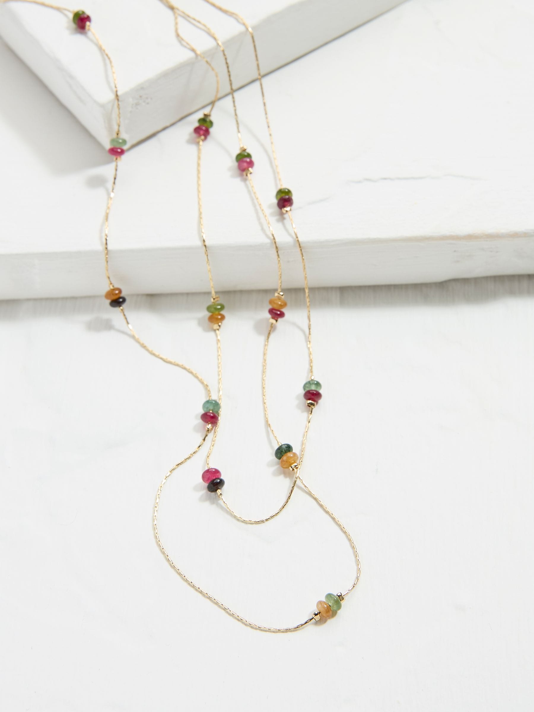 Multi Semi Precious Stone Layered Necklace