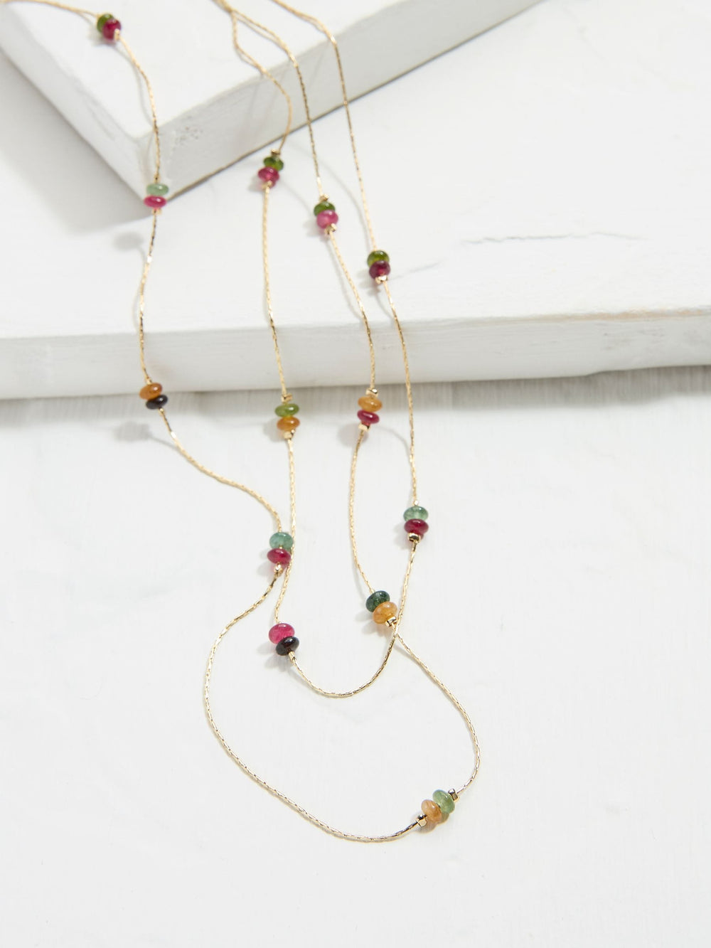 Multi Semi Precious Stone Layered Necklace