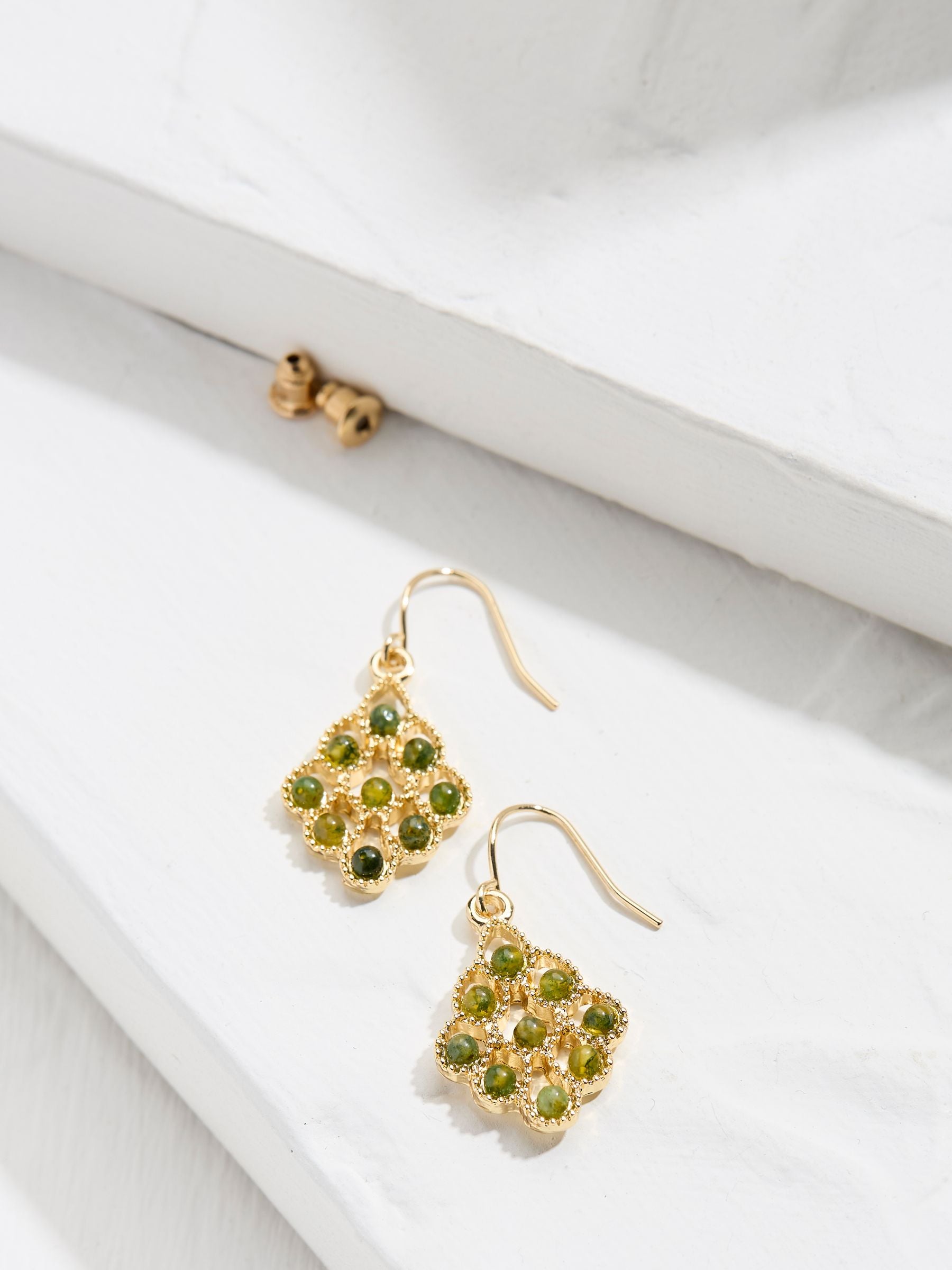 Gold Tone Stone Drop Earrings