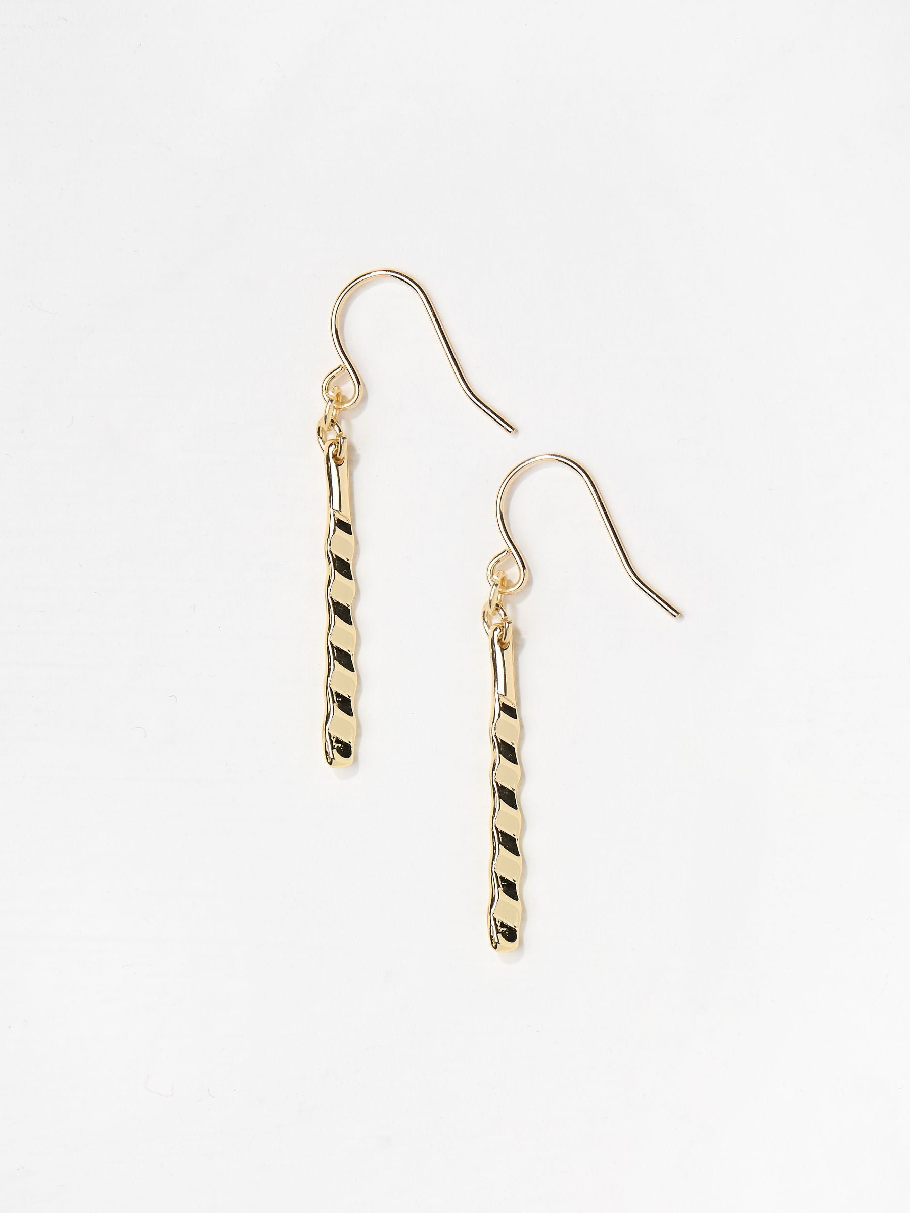 Gold Tone Twist Bar Drop Earrings