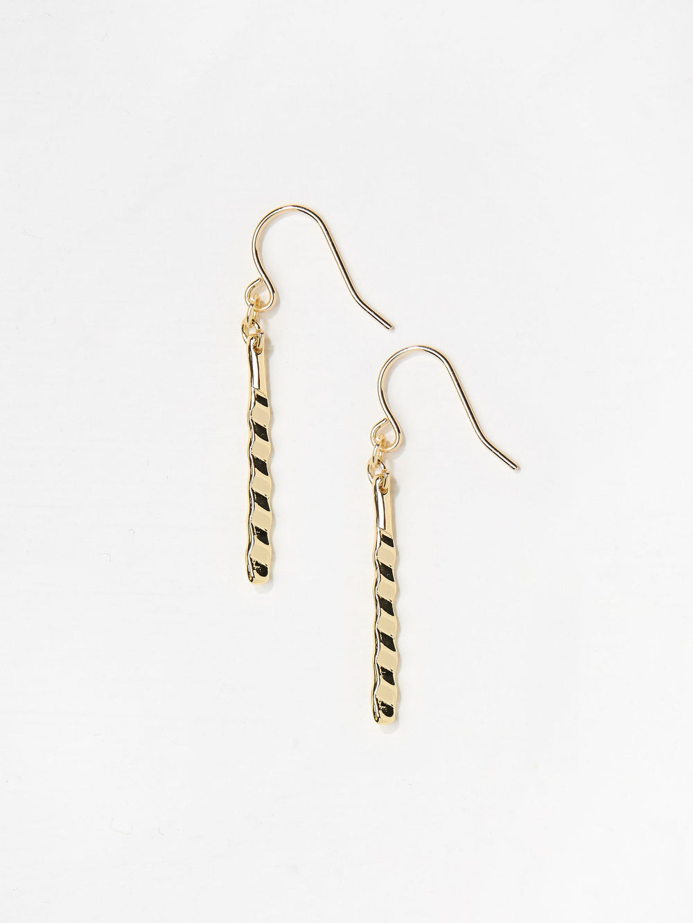 Gold Tone Twist Bar Drop Earrings