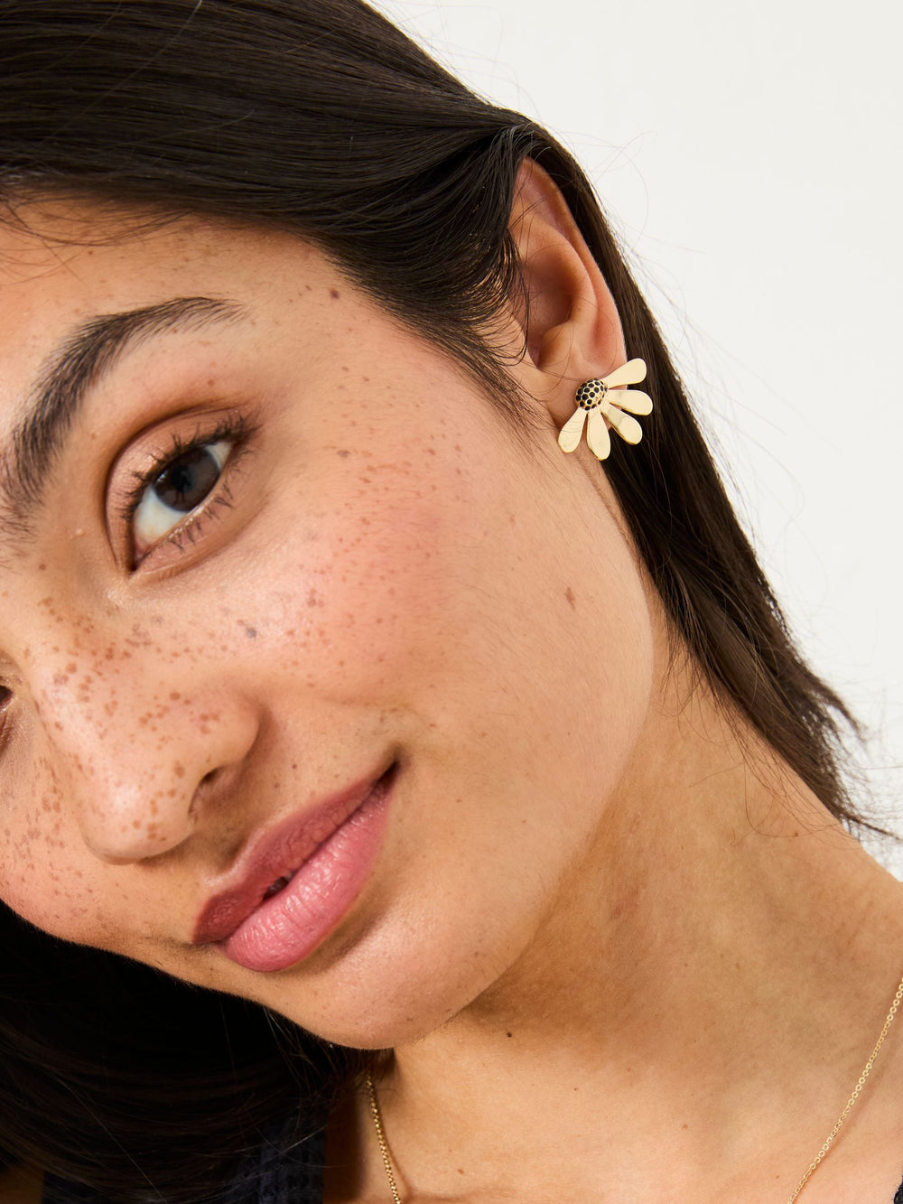 Gold Tone Flower Petal Earrings