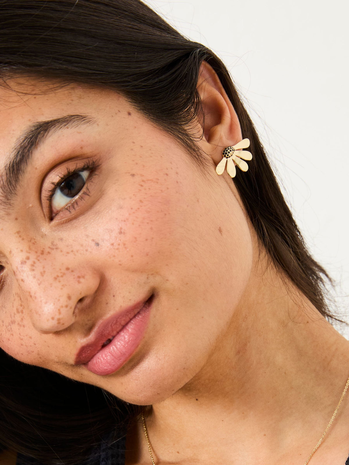 Gold Tone Flower Petal Earrings
