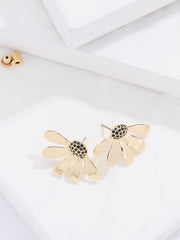 Gold Tone Flower Petal Earrings