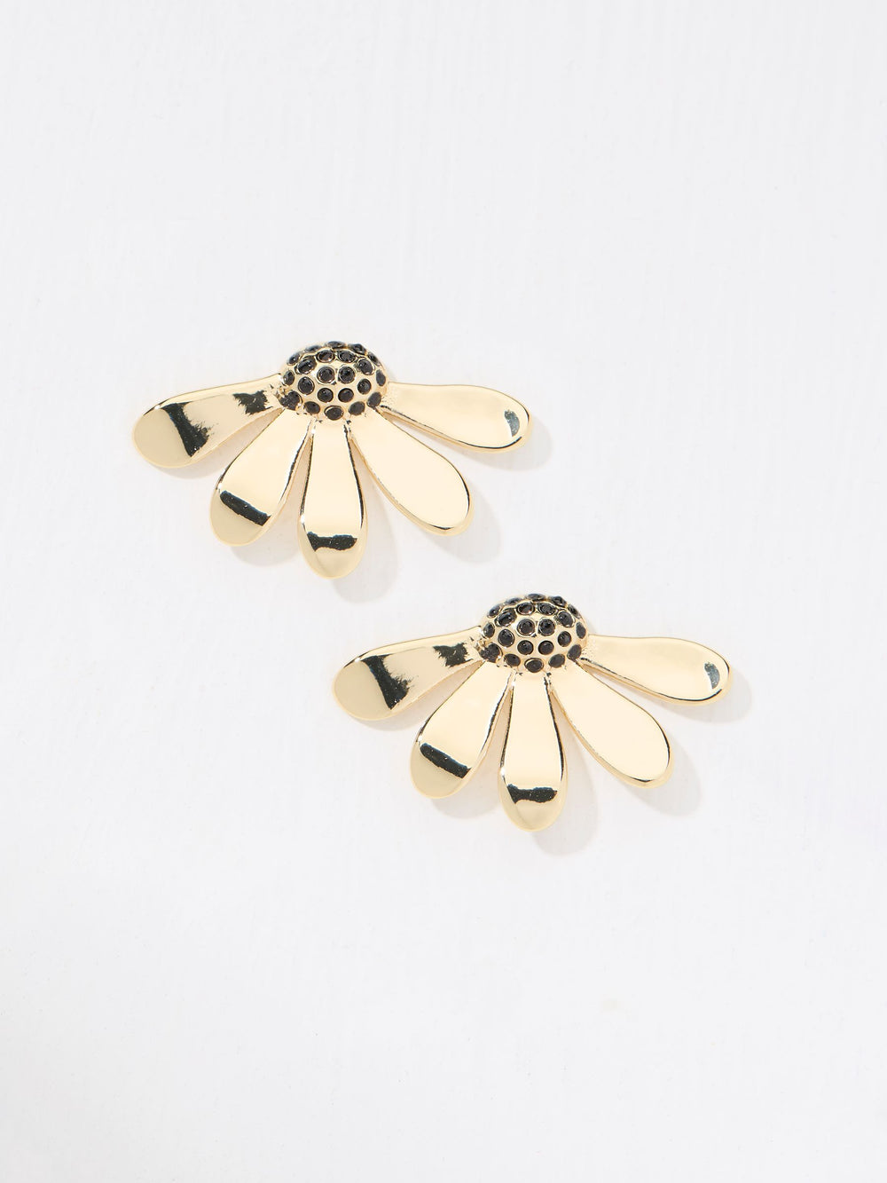 Gold Tone Flower Petal Earrings