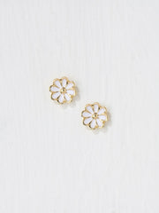 White Enamel Daisy Stud Earrings
