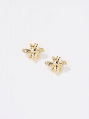 Gold Tone Bee Stud Earrings