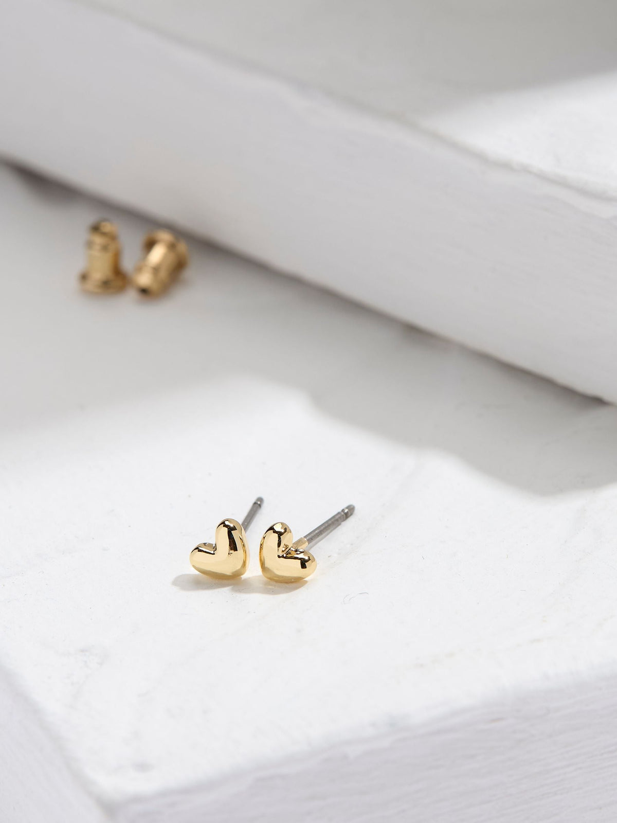 Gold Tone Heart Stud Earrings