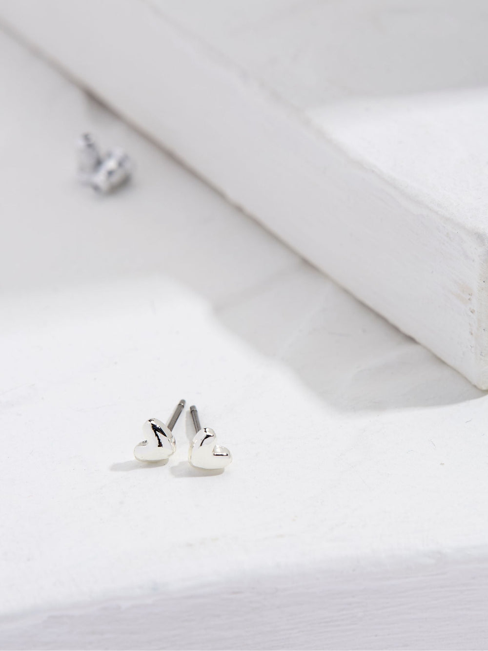 Silver Tone Heart Stud Earrings