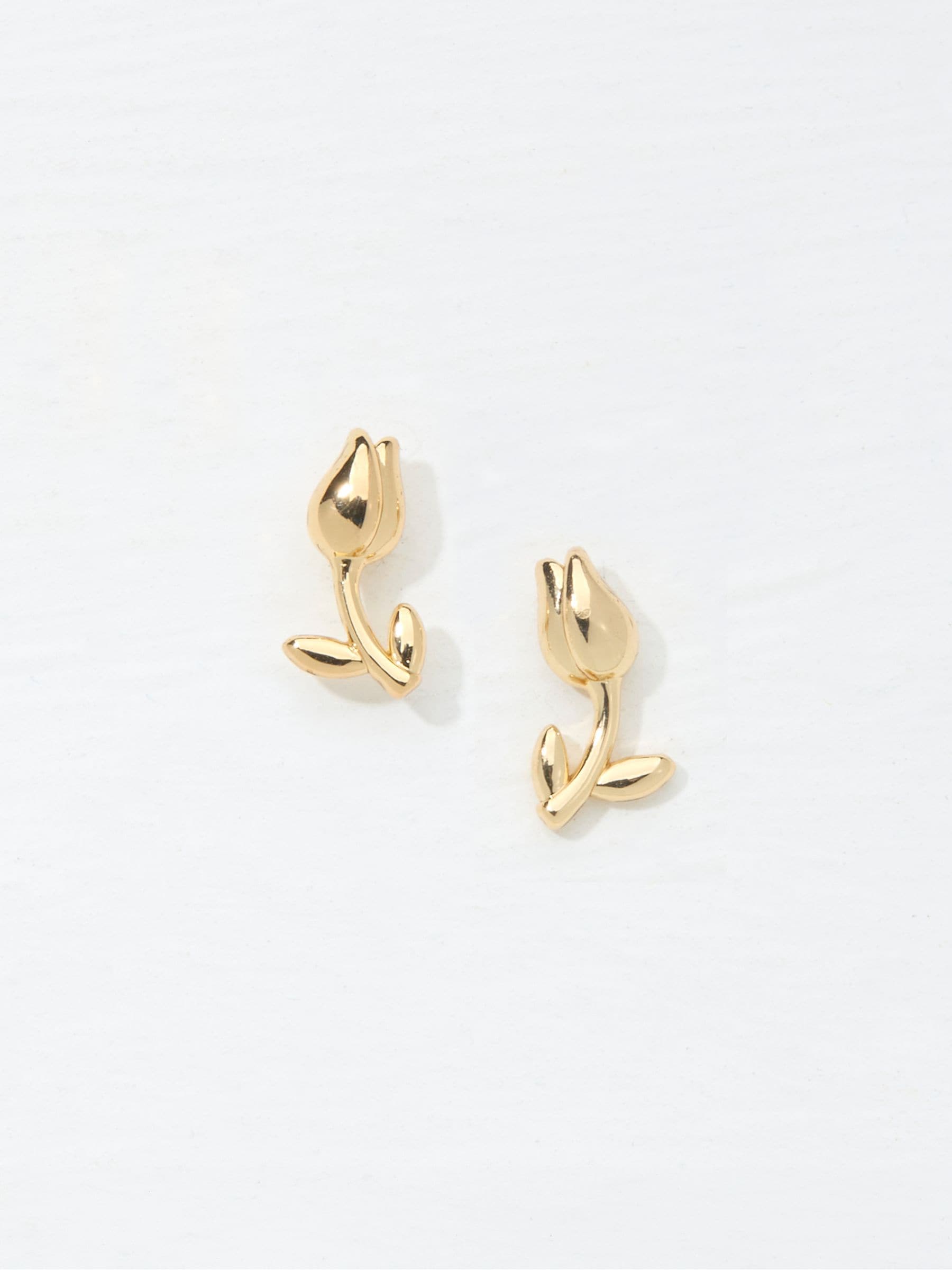 Gold Tone Tulip Stud Earrings