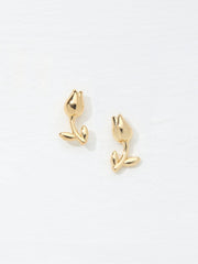Gold Tone Tulip Stud Earrings