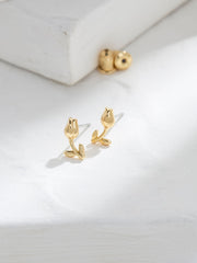 Gold Tone Tulip Stud Earrings