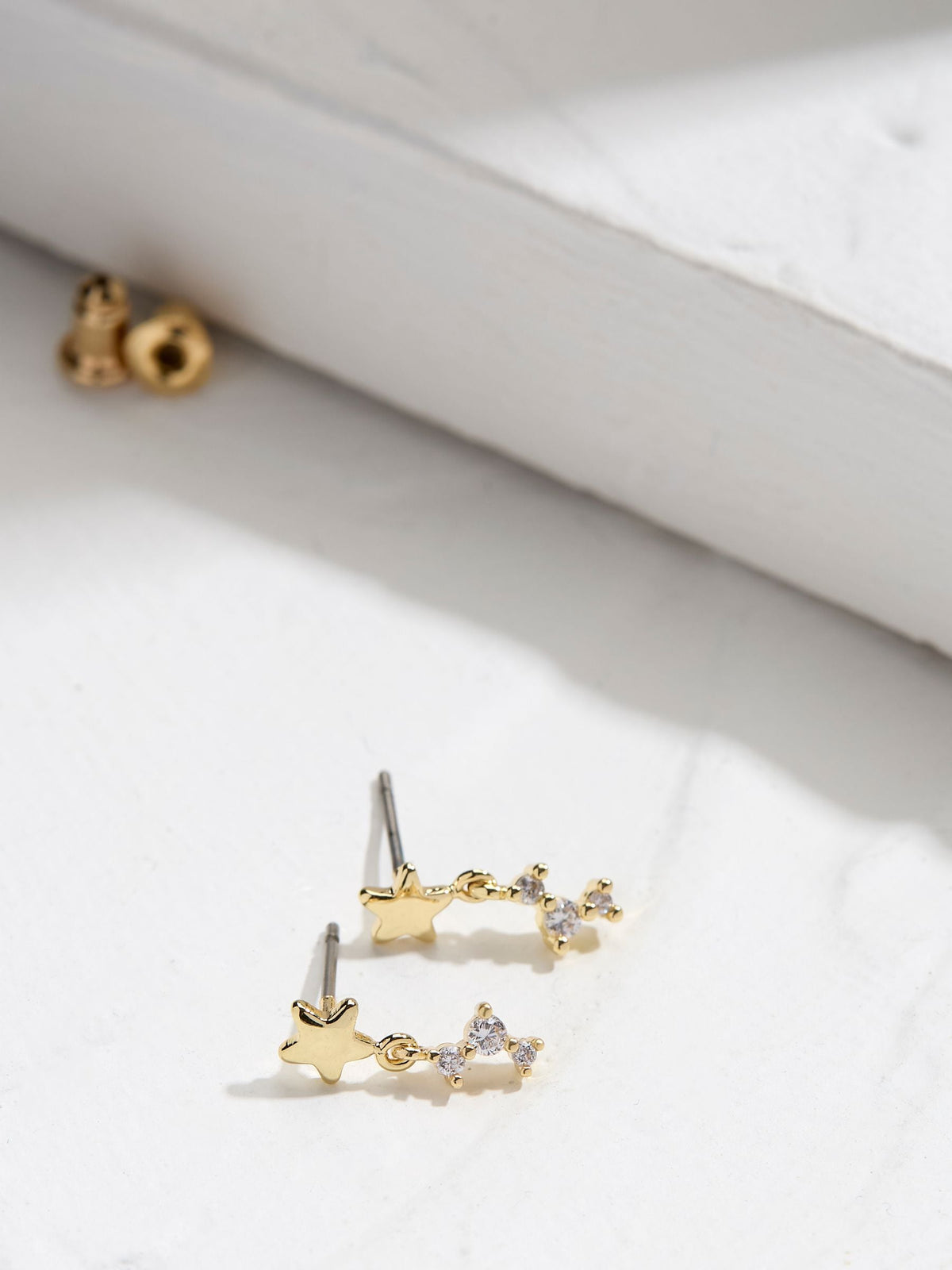 Gold Tone Star Drop Stud Earrings