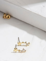 Gold Tone Star Drop Stud Earrings