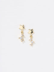 Gold Tone Star Drop Stud Earrings