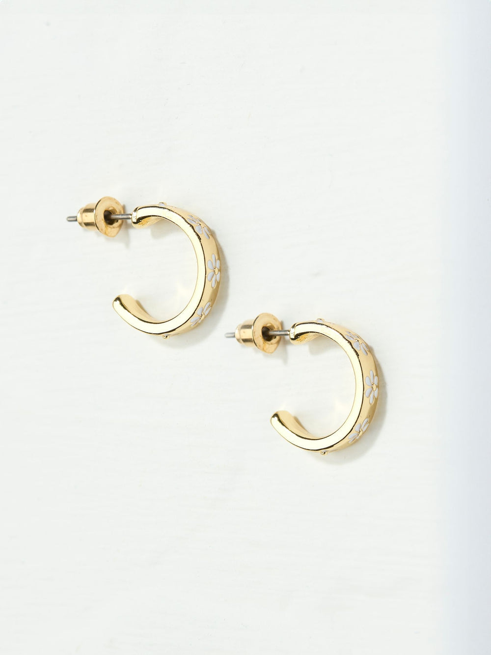 White Enamel Daisy Stud Earrings