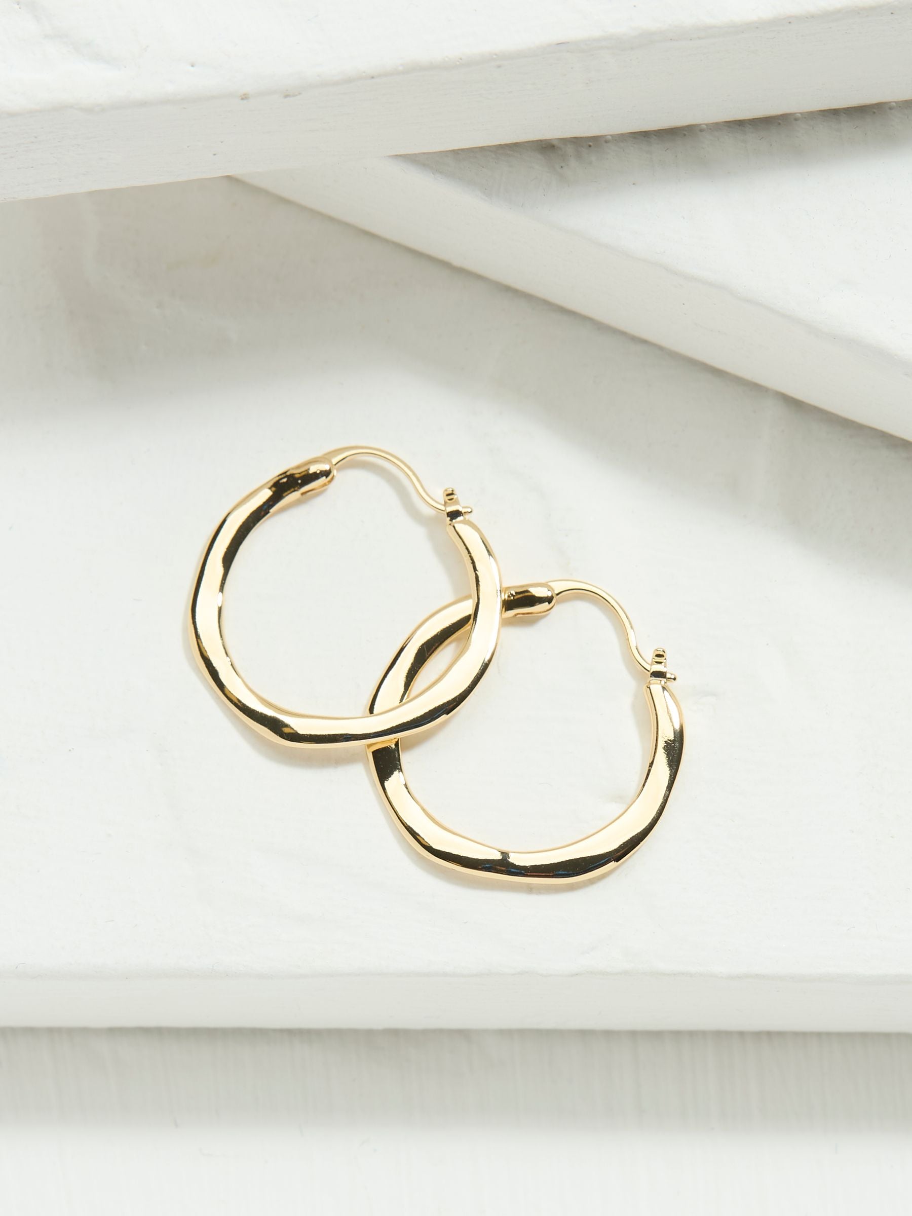 Gold Tone Hammered Hoop Earrings