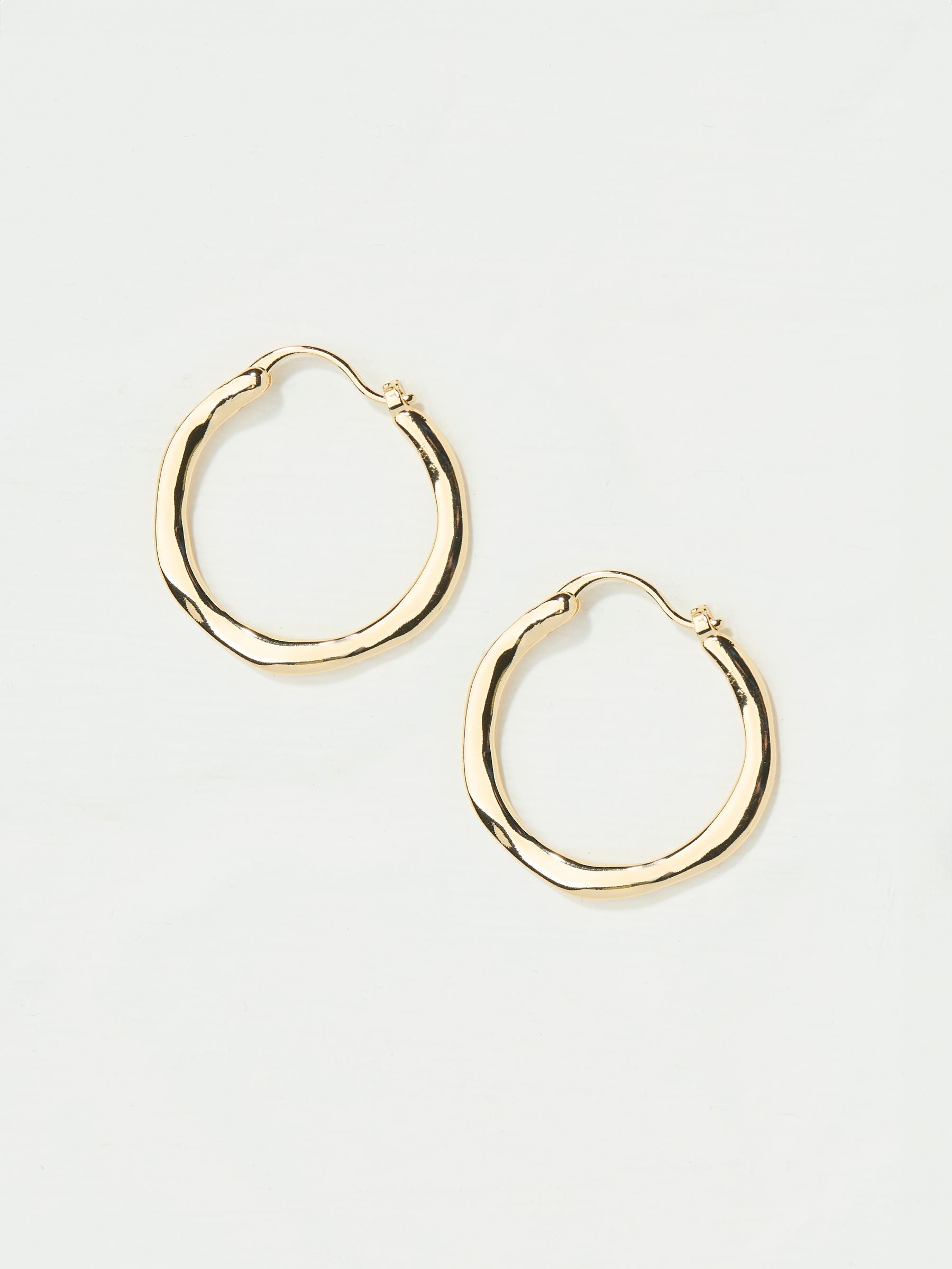 Gold Tone Hammered Hoop Earrings