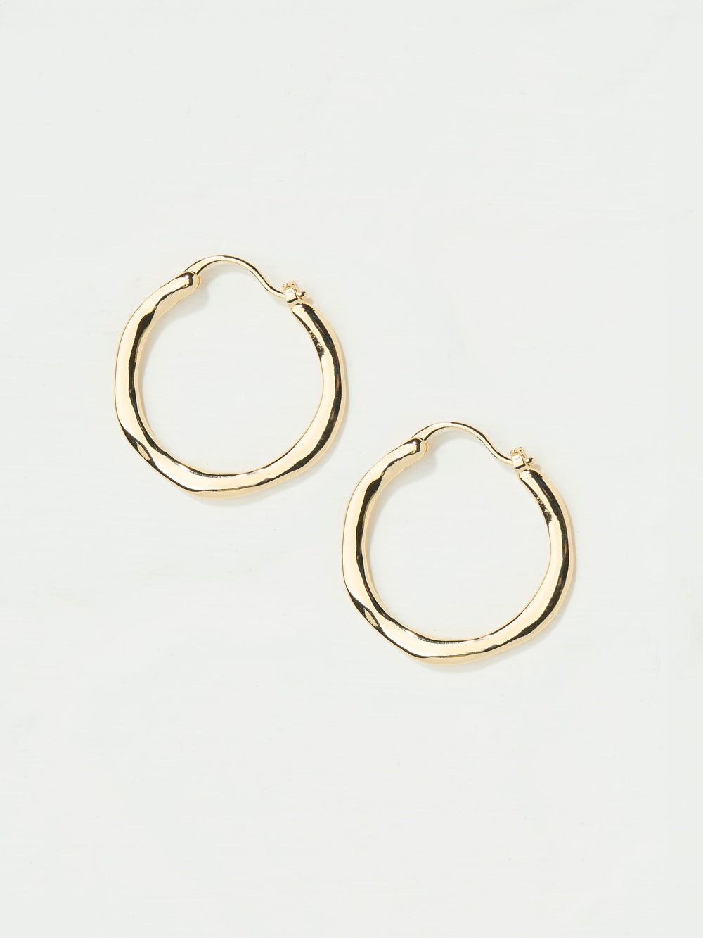 Gold Tone Hammered Hoop Earrings