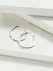 Silver Tone Hammered Hoop Earrings