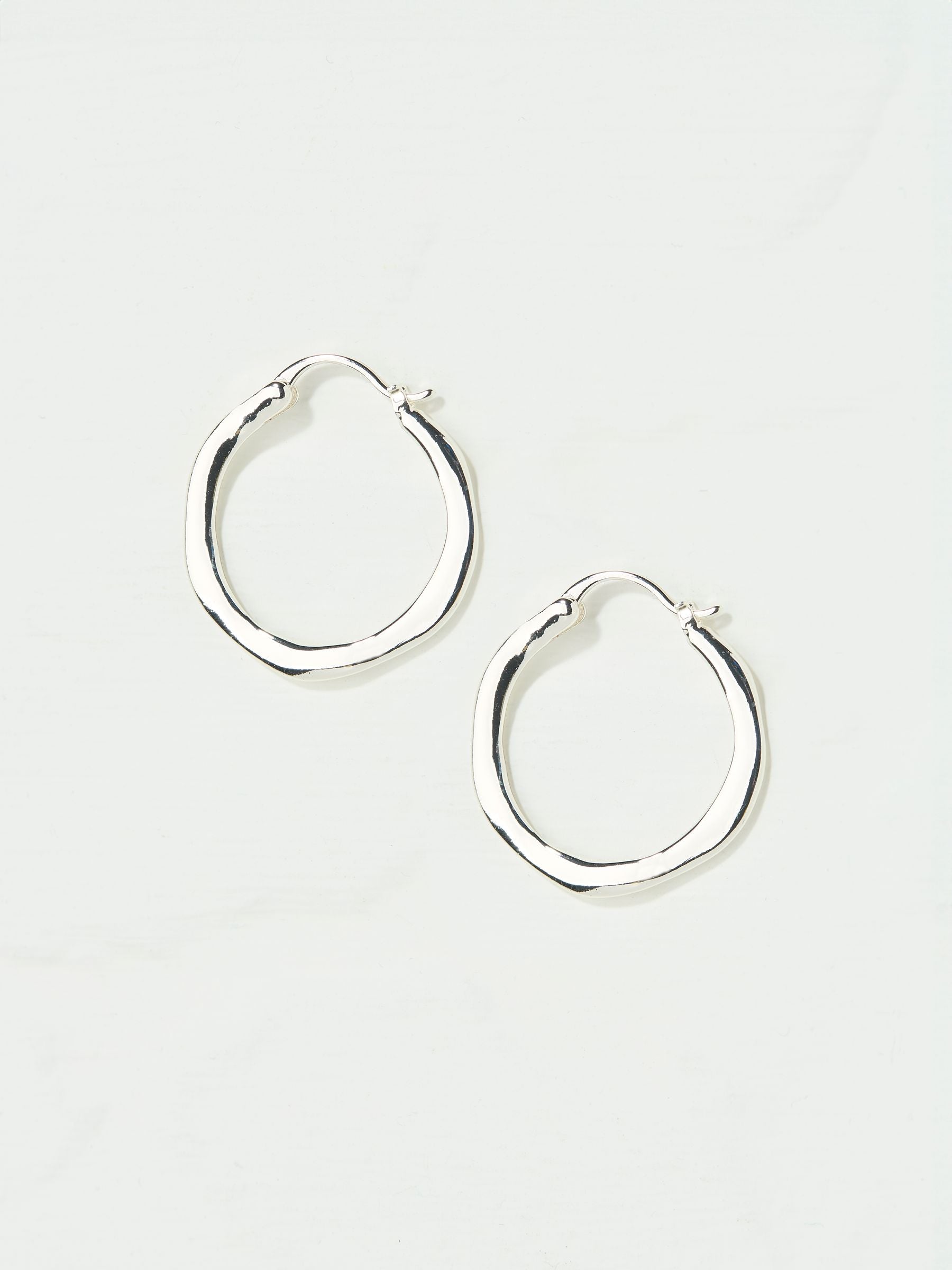 Silver Tone Hammered Hoop Earrings