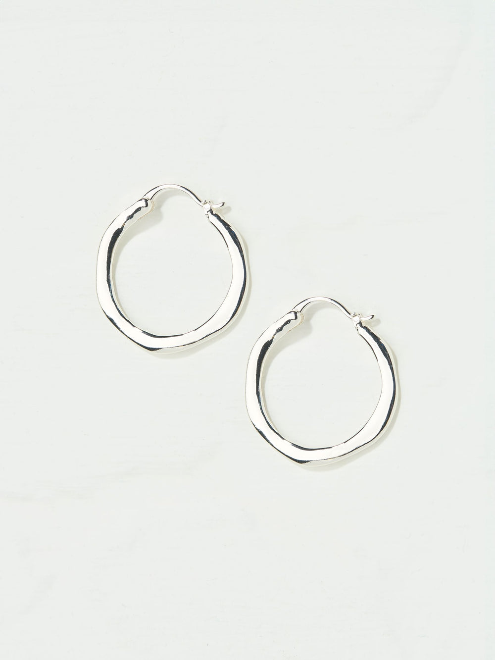 Silver Tone Hammered Hoop Earrings