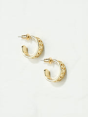 Gold Tone Cut Out Hoop Earrings