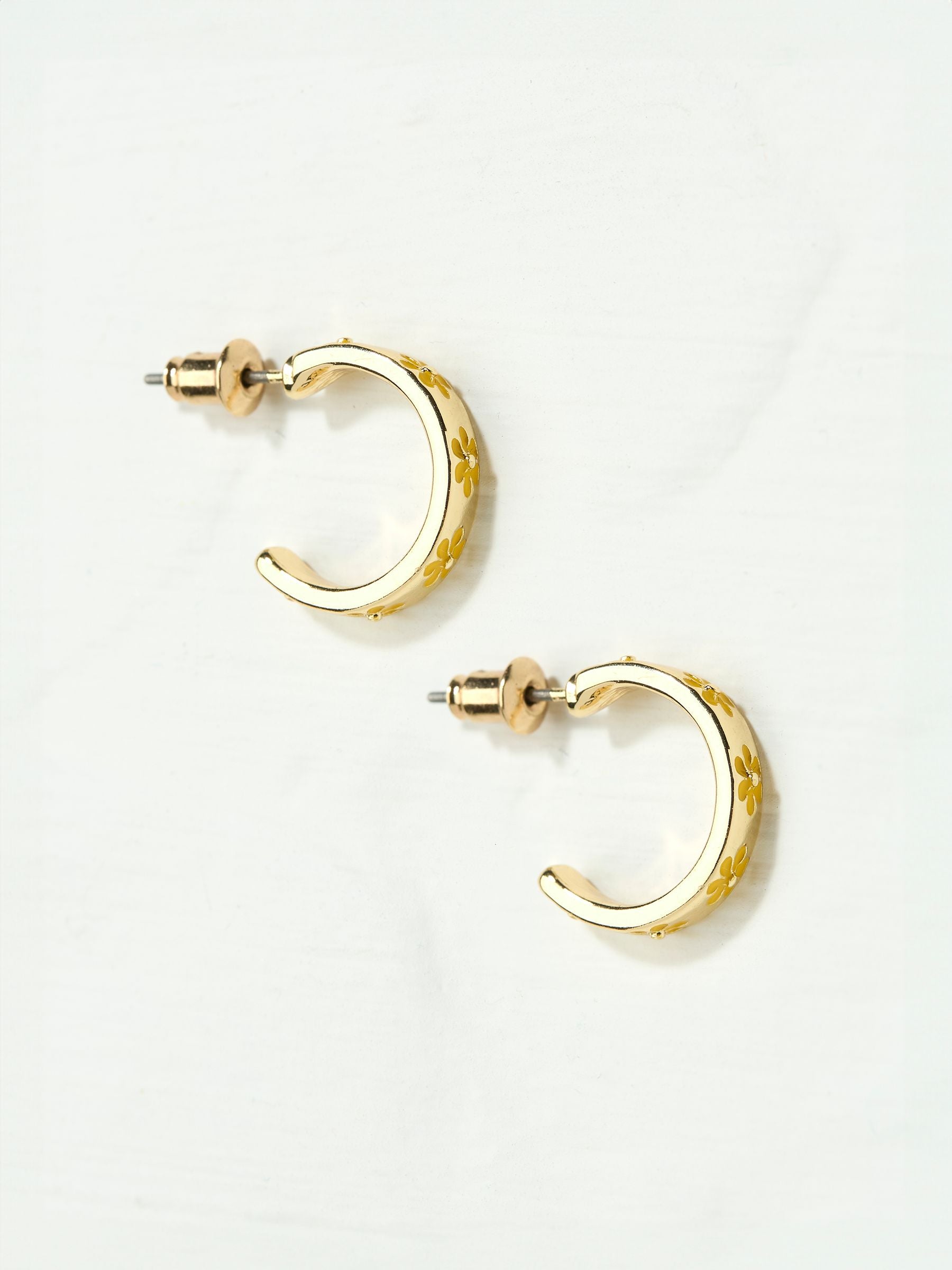 Yellow Enamel Daisy Stud Earrings