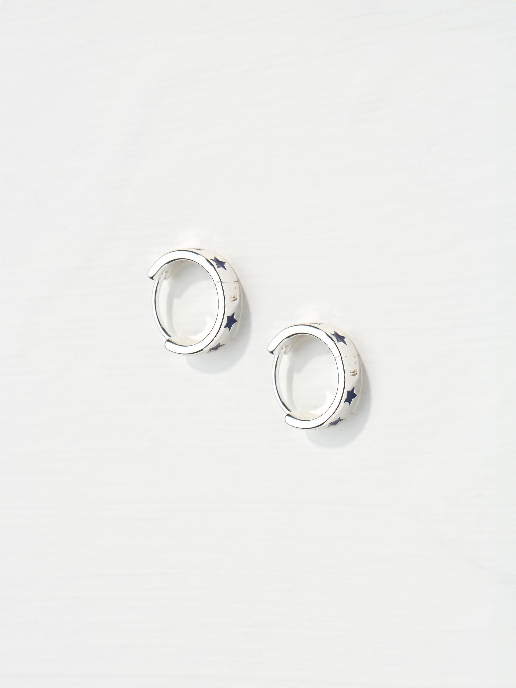 Navy Enamel Star Hoop Earrings