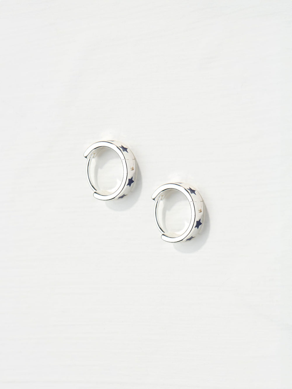 Navy Enamel Star Hoop Earrings