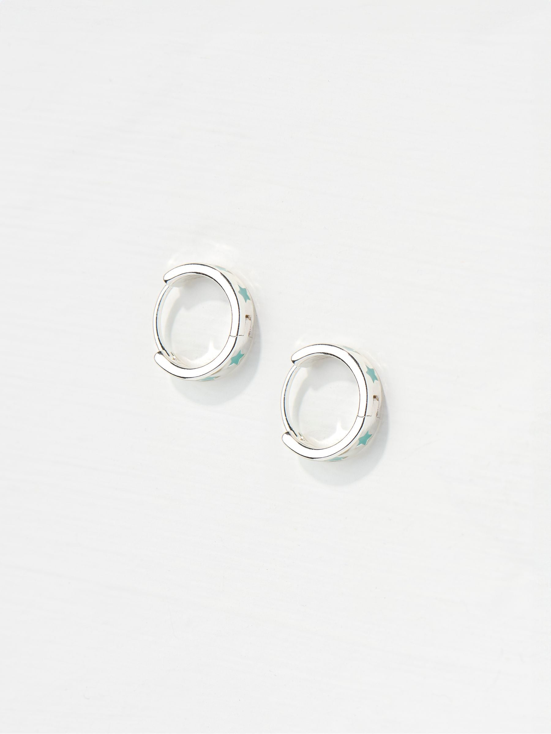 Green Haze Enamel Star Hoop Earrings