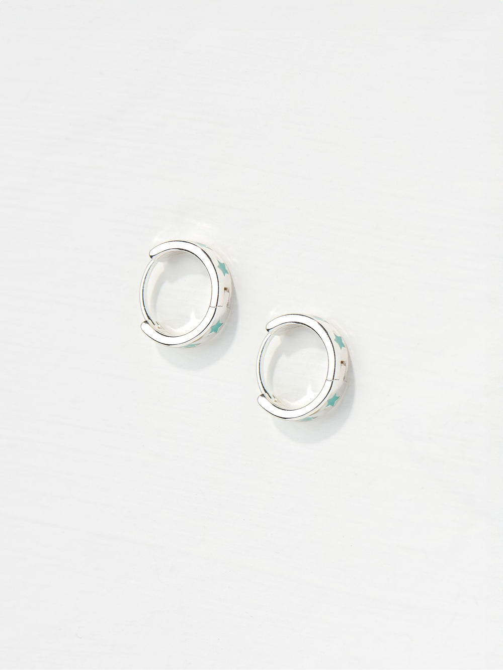 Green Haze Enamel Star Hoop Earrings