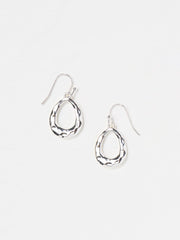Silver Tone Hammered Drop Earrings