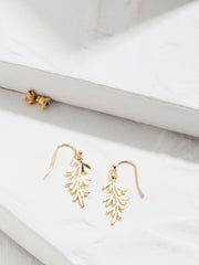 Gold Tone Leaf Drop Earrings