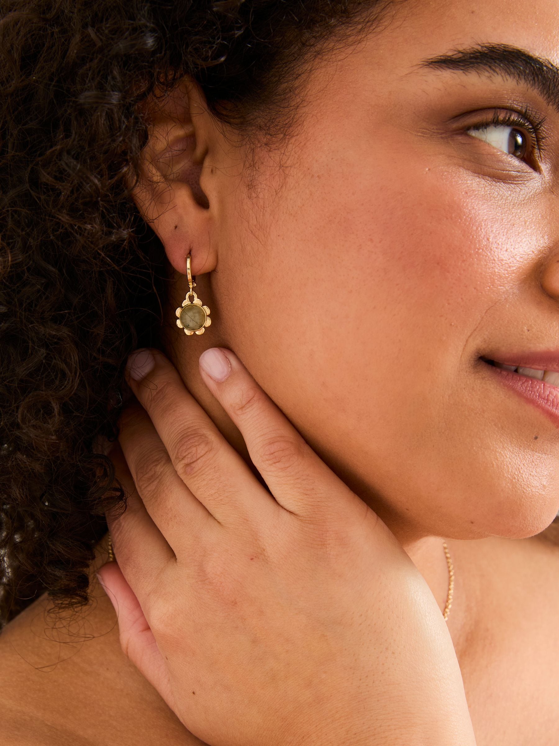 Gold Tone Stone Drop Earrings