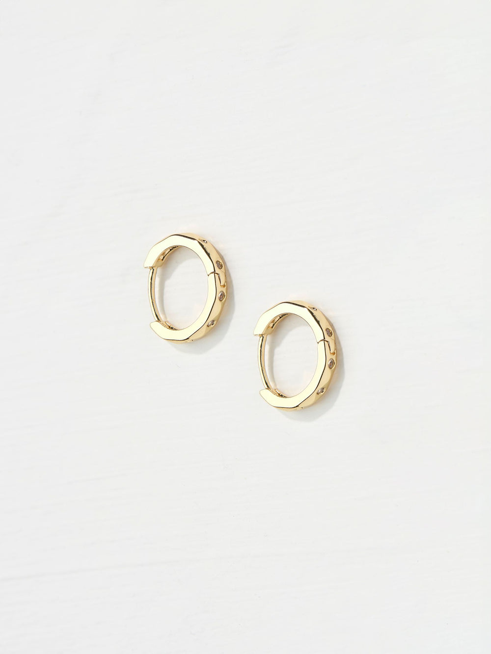 Gold Tone Gem Huggie Hoops Earrings