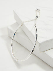 Silver Tone Adjustable Hammered Bangle