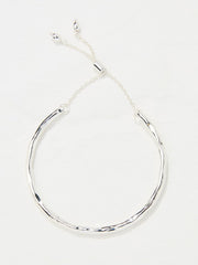 Silver Tone Adjustable Hammered Bangle
