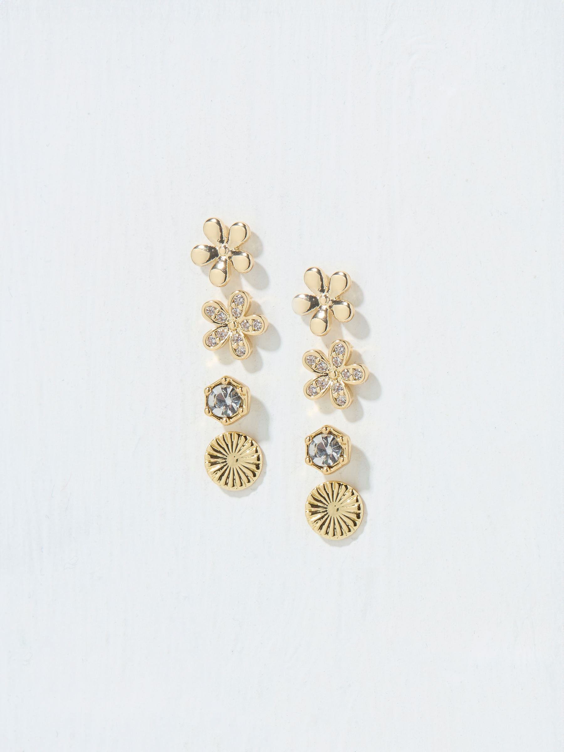 Gold Tone Flower Studs