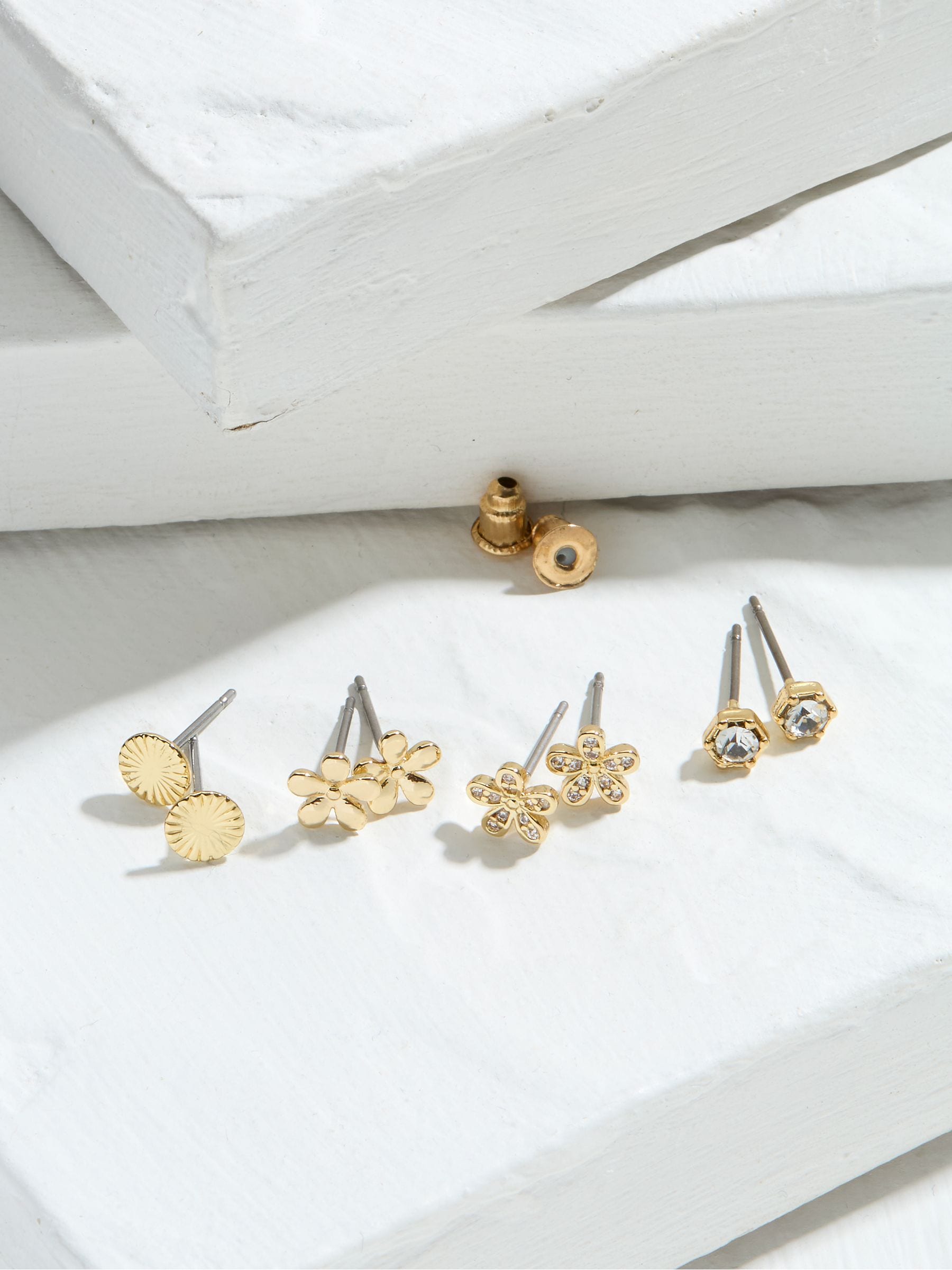 Gold Tone Flower Studs