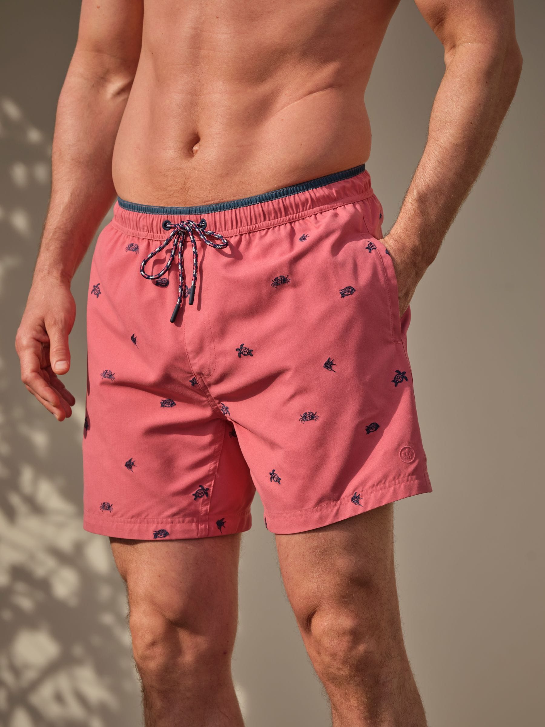 Trevose Pink Sea Life Embroidered Swim Shorts
