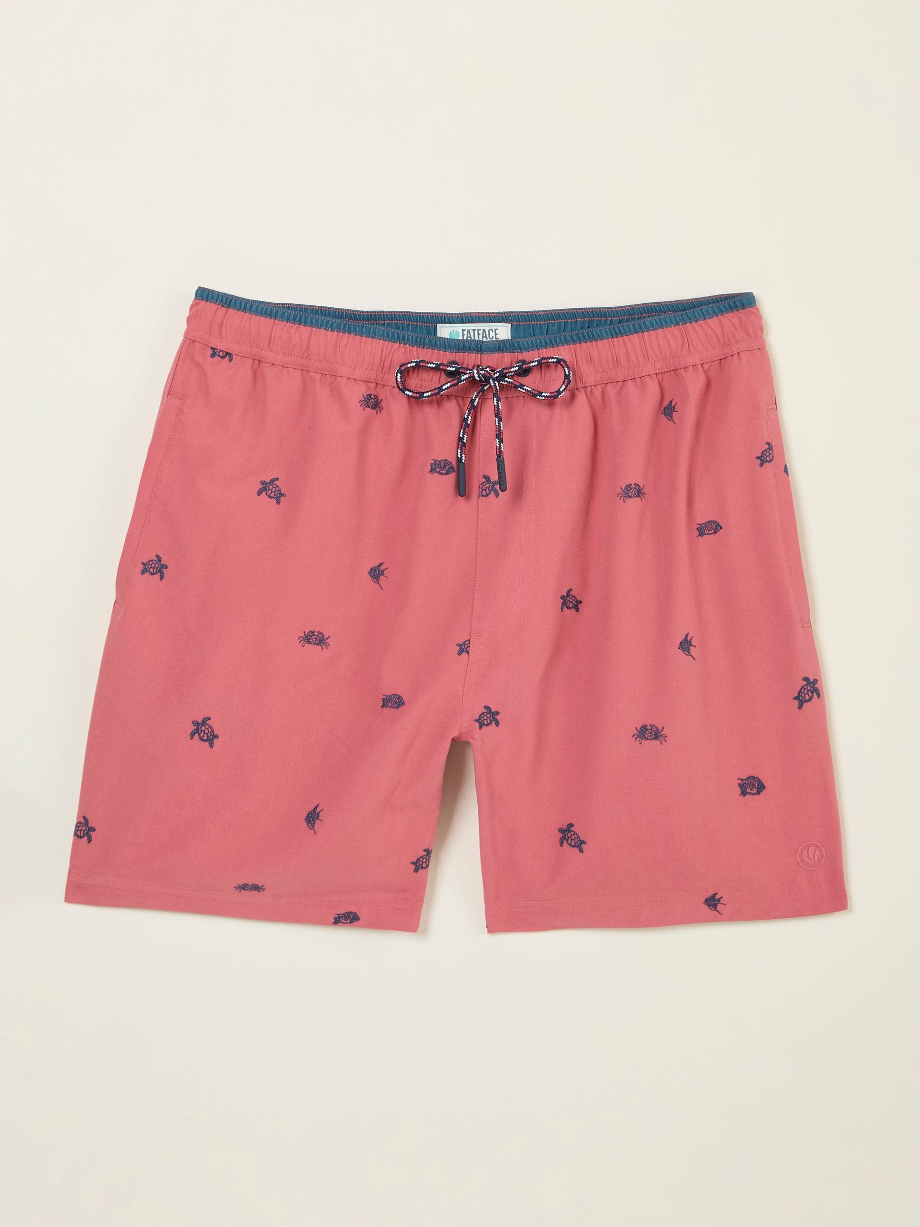 Trevose Pink Sea Life Embroidered Swim Shorts