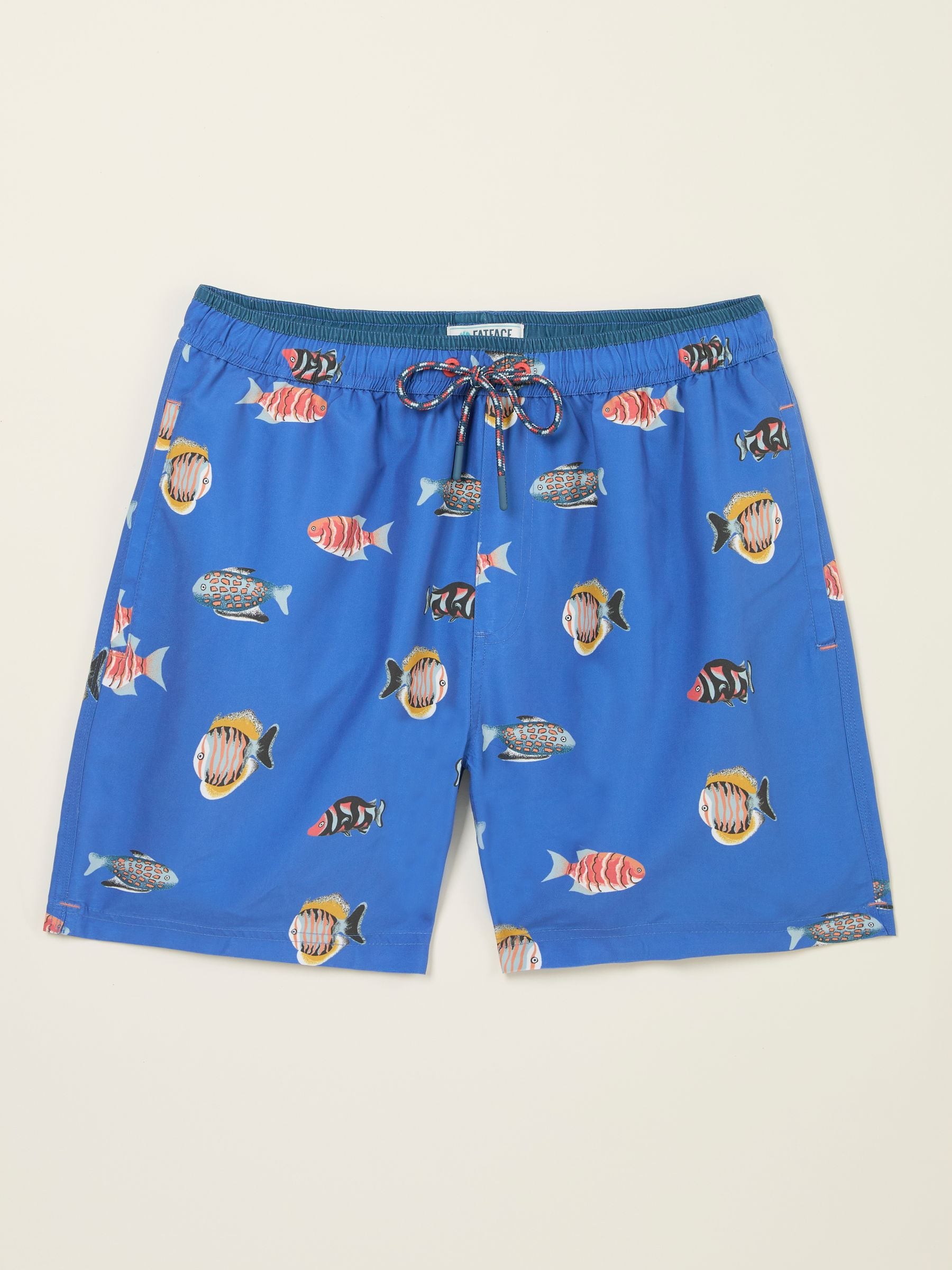 Trevose Blue Fish Print Swim Shorts